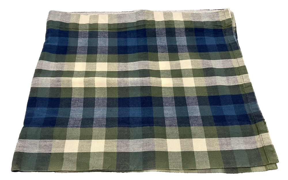 JCPenney Home Valance Bradley Stripe Plaid Valance Woven Cotton Blue Olive Green